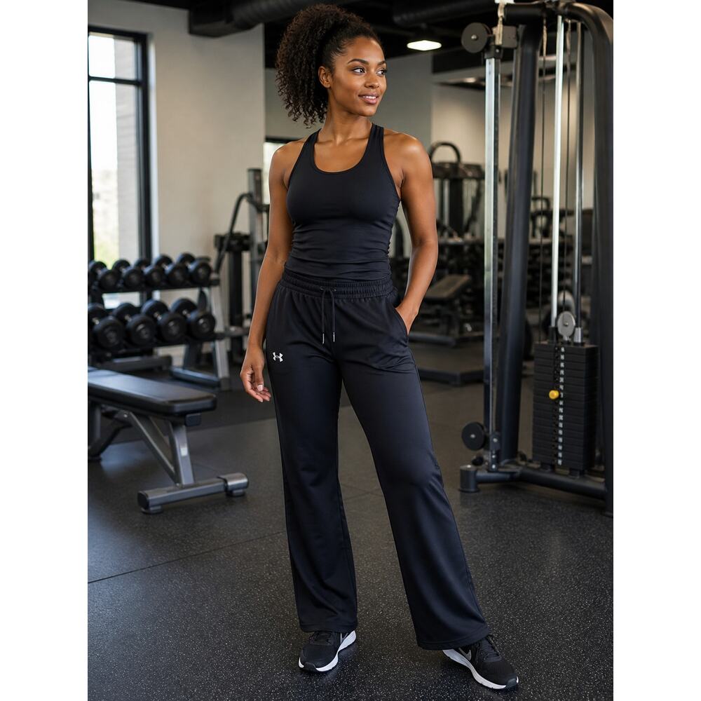 Under Armour Black Athletic Pants Women’s Large Loose Fit Workout Gym Activewear